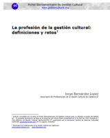 La profesión de la gestión cultural: definiciones y retos
